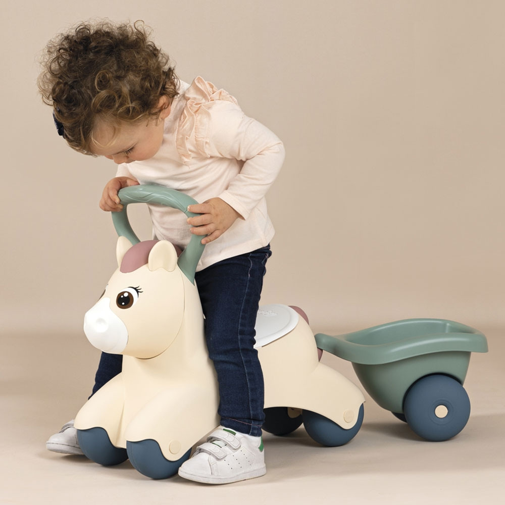 Masinuta de impins Smoby Pony cu remorca - 4 | YEO