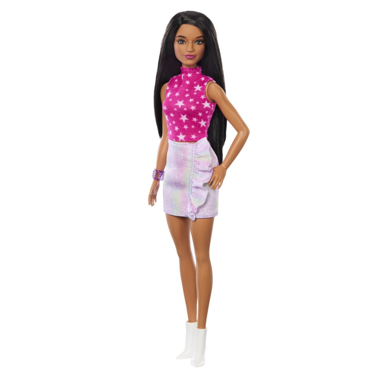 Papusa Barbie Fashionista Bruneta Cu Top Cu Stelute - 2 | YEO