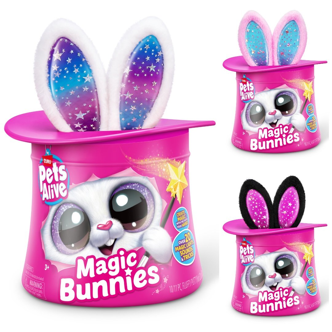 Pets Alive - Jucarie de plus interactiva cu accesorii surpriza, Iepurasul Magician