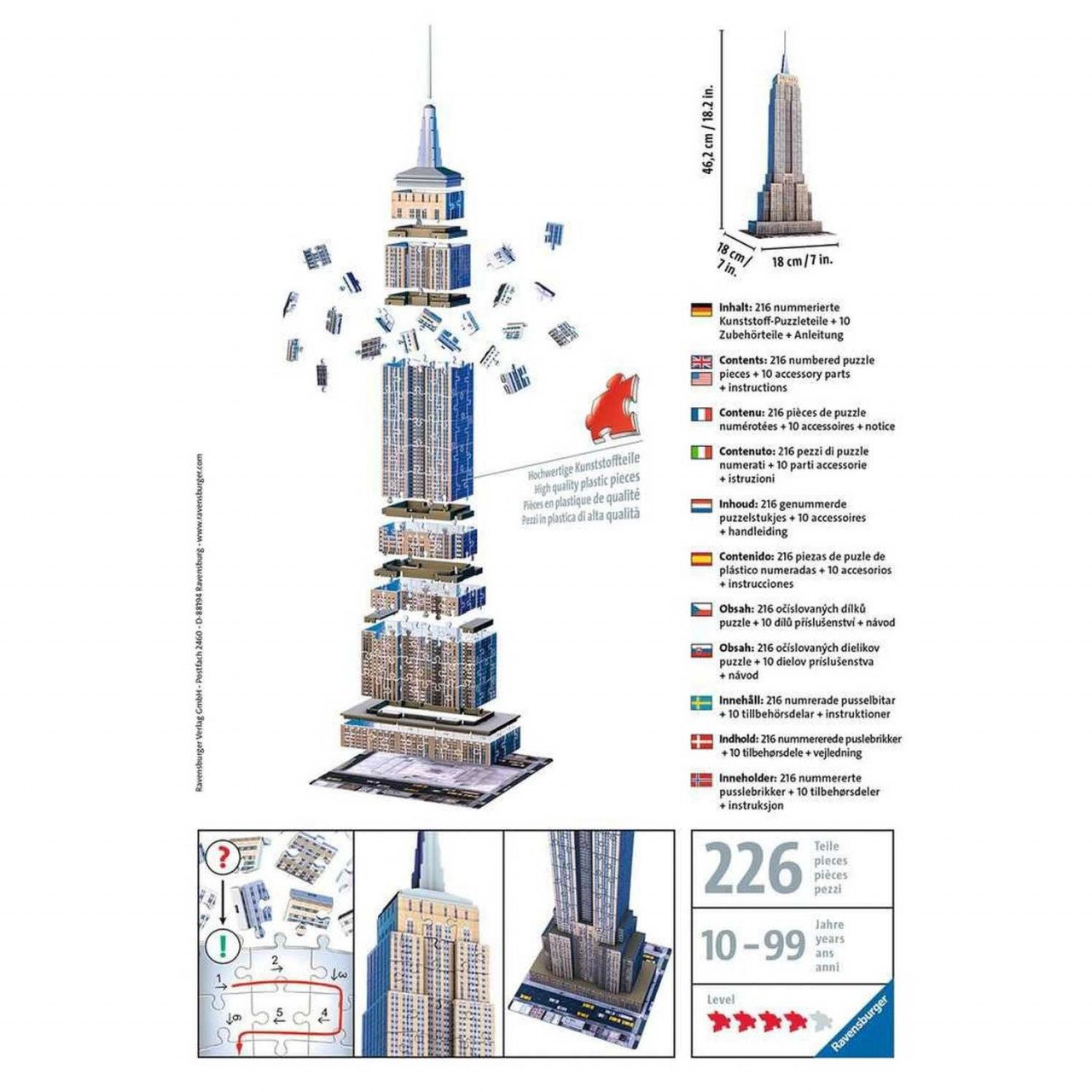 Puzzle 3D Empire State Building, 216 Piese - 2 | YEO