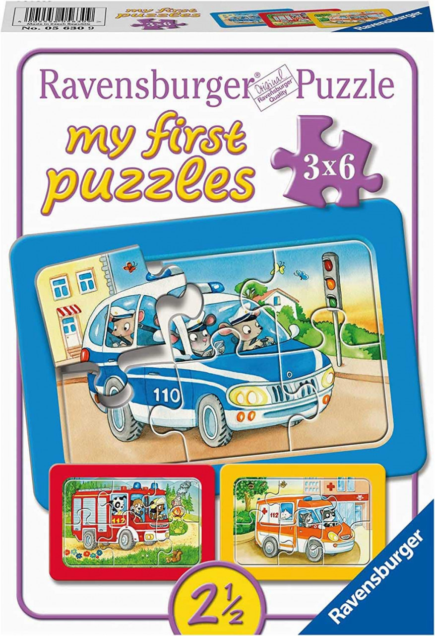 Puzzle Animale Conducand Vehicule, 3X6 Piese