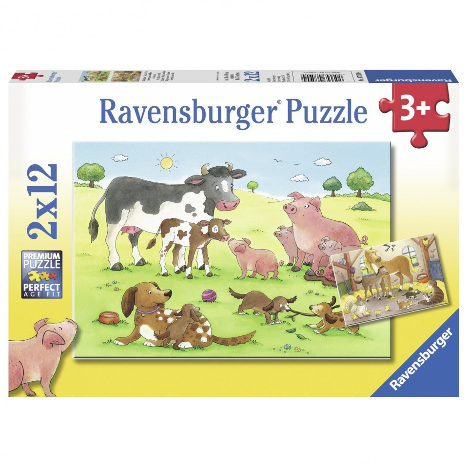 Puzzle Familii Fericite De Animale, 2X12 Piese - 1 | YEO