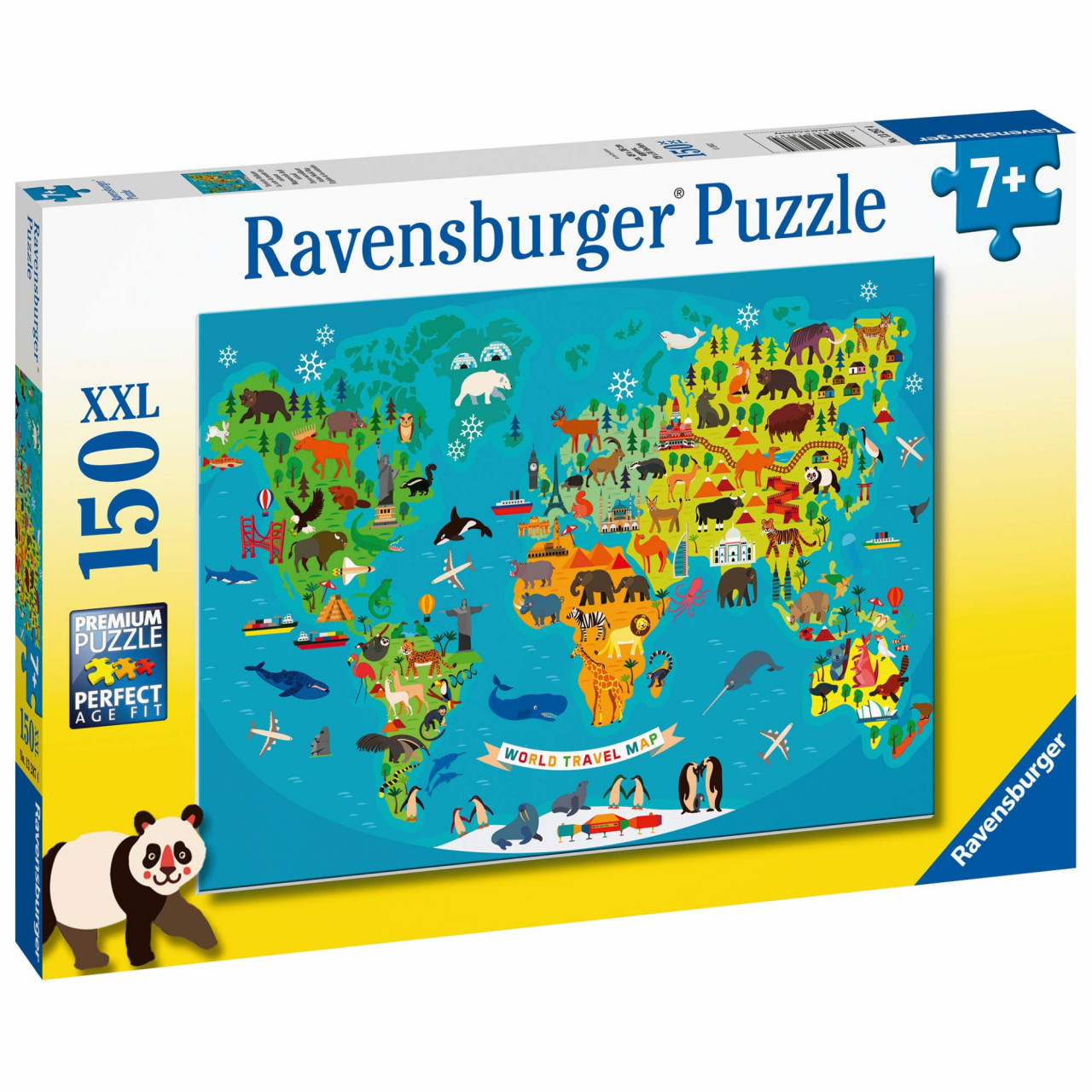 Puzzle Harta Lumii Cu Animale, 150 Piese - 2 | YEO