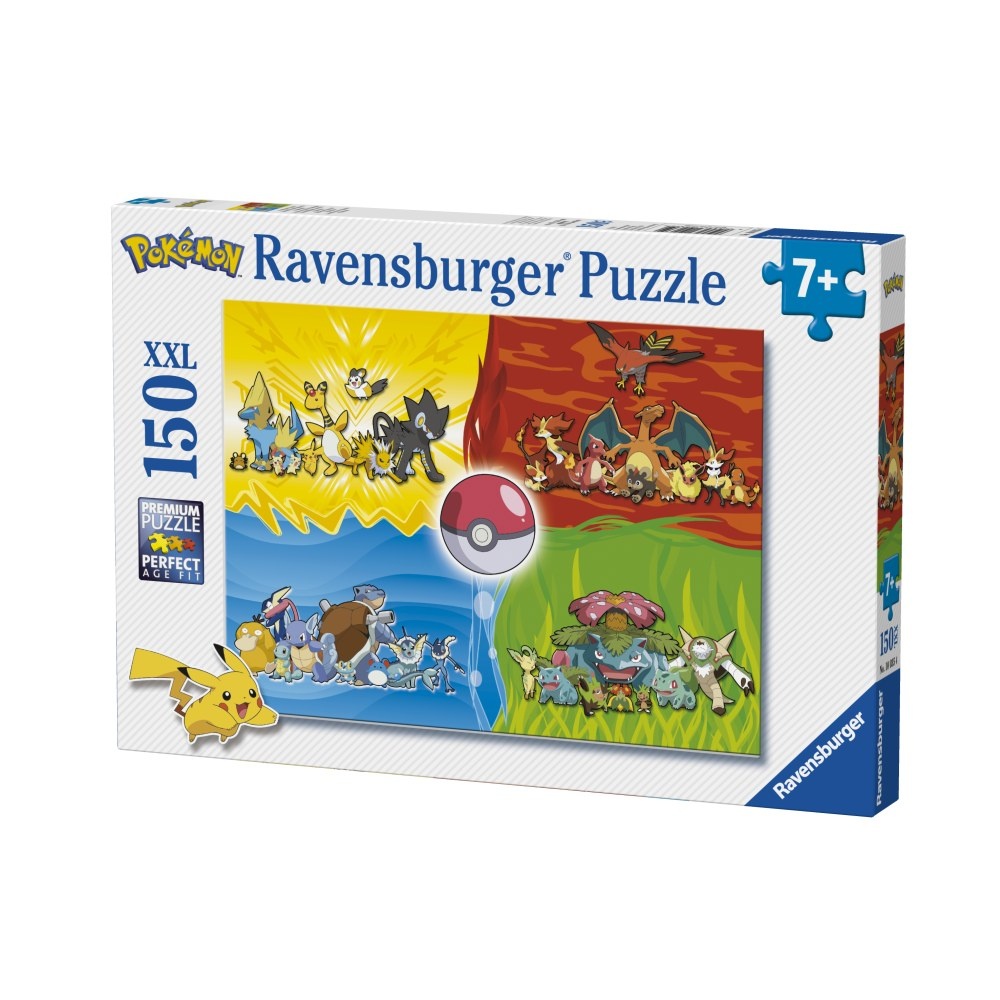 Ravensburger - Puzzle diferite tipuri de Pokemoni 150 piese XXL - 1 | YEO