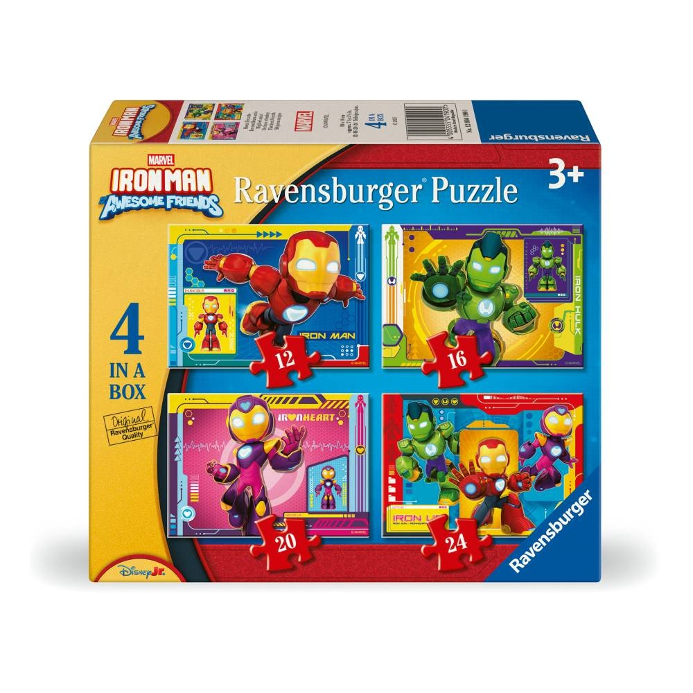 Ravensburger - Puzzle Iron Man si prietenii 4 buc in cutie 12 16 20 24 piese