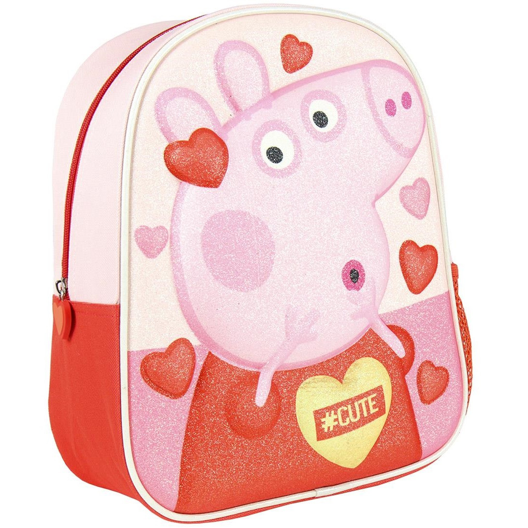 Rucsac Cerda Peppa Pig 3D Premium, 25 x 31 x 10 cm, roz/rosu