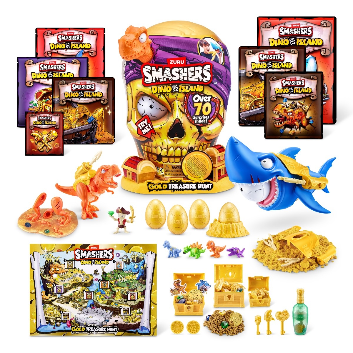 Smashers - Set cu peste 70 figurine si accesorii Gold Treasure Hunter, Dino Island - 1 | YEO