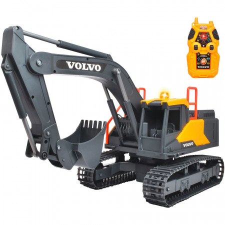 Excavator Dickie Toys Volvo Mining Excavator 60 cm cu telecomanda, lumini si sunete gri
