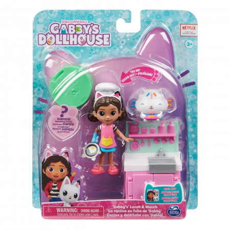 Gabbys Dollhouse Set Papusa 9.7Cm Cu Pisicuta Bucataria Lui Gabby