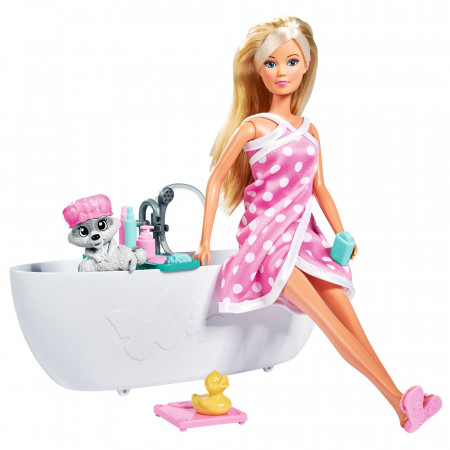 Papusa Simba Steffi Love Bath Fun 29 cm cu figurina si accesorii
