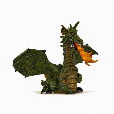 Papo Figurina Dragon Verde Inaripat Cu Flacara