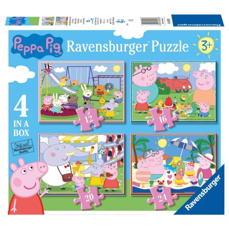 Ravensburger - Puzzle Peppa Pig 4 buc in cutie 12 16 20 24 piese