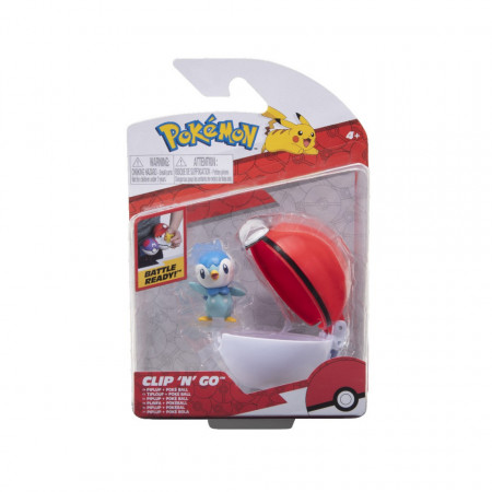 Figurina Clip' N' Go Pokemon, model Piplup si Poke Ball