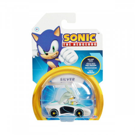 Nintendo Sonic - Vehicul din metal cu figurina 1:64, Silver, S5