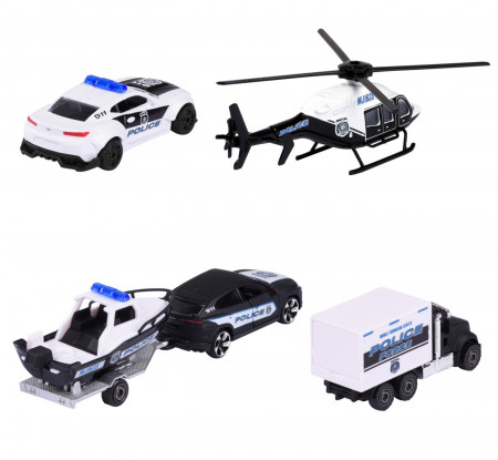 Majorette Set 5 Vehicule De Politie Metalice 7.5Cm