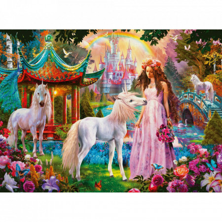 Puzzle Lumea Unicornilor, 100 Piese Glitter