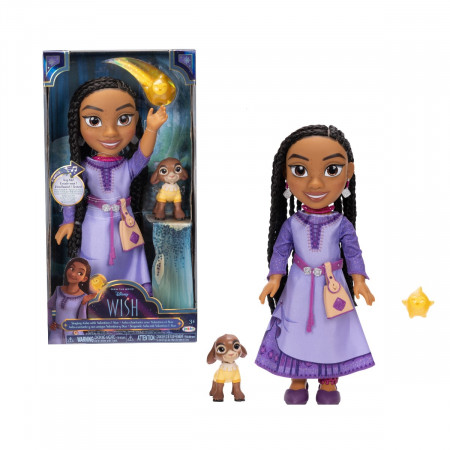 Papusa interactiva Asha, personaj din animatia Disney Wish, include accesorii, 38 cm
