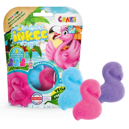 Craze - Bombe de baie Inkee 3 buc asortate in forma de Flamingo