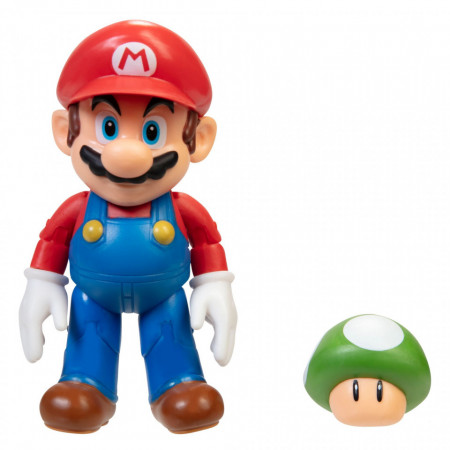 Figurina Nintendo Super Mario - Model Mario cu ciuperca, 10 cm