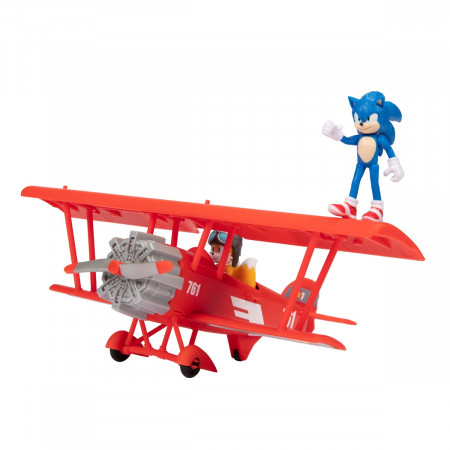 Sonic Movie 2 - Set de joaca cu avion si 2 figurine articulate 6 cm Sonic si Tails