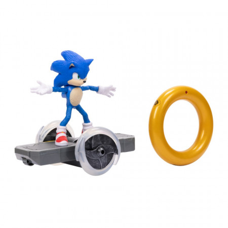 Vehicul cu telecomanda Sonic The Hedgehog, roti luminoase si figurina inclusa