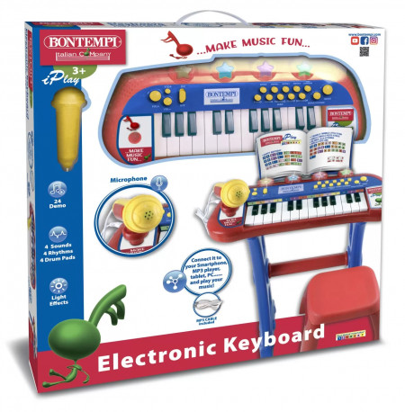 Bontempi Orga Electronica Cu Microfon Si Scaun Rosie