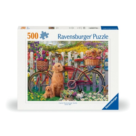 Ravensburger - Puzzle catelusi pe bicicleta 500 piese design nou