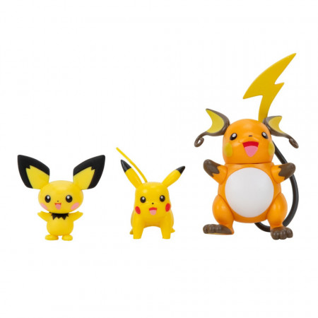 Set 3 figurine Evolution Pokemon, Pichu, Pikachu si Raichu