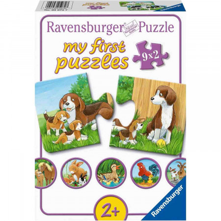 Puzzle Familii De Animale, 9X2 Piese