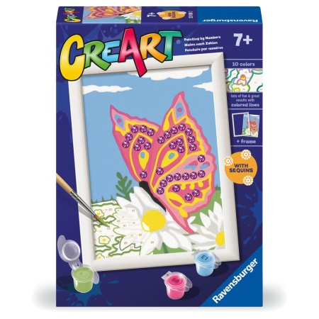 Ravensburger - CreArt pictura pe numere pentru copii fluture stralucitor cu paiete
