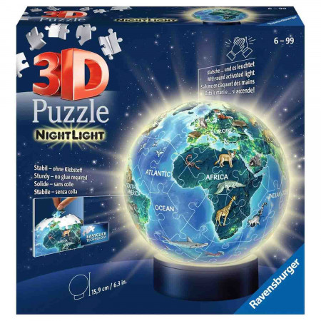 Puzzle 3D Luminos Planeta Pamant, 72 Piese