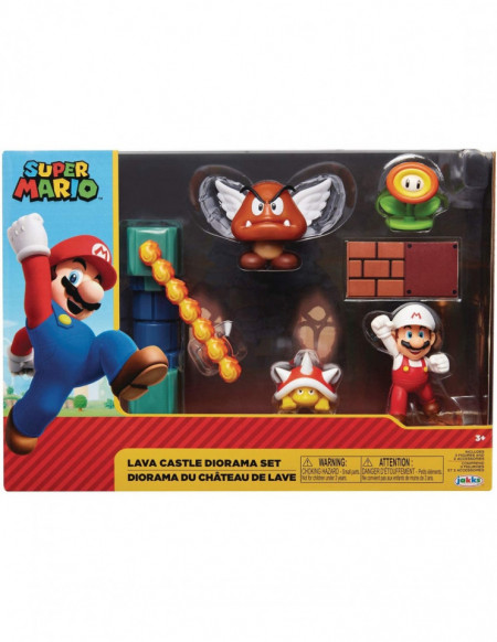 Set de joaca diorama Super Mario Nintendo, model Lava Castle cu figurina 6 cm