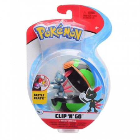 Figurina Clip n Go Pokemon, model Sneasel cu Dusk Ball, 5 cm