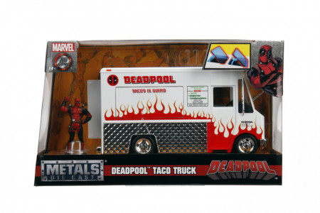 Jada Marvel Set Camionul De Mancare Scara 1:24 Si Figurina Metalica Deadpool