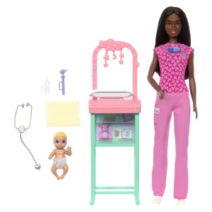 Barbie Set De Joaca Papusa Barbie Bruneta Face Cariera Pediatru - Img 4