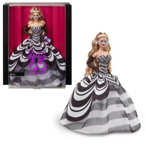 Barbie Signature Aniversare 65 Ani Papusa Barbie Cu Rochie De Bal Alb Negru - Img 7