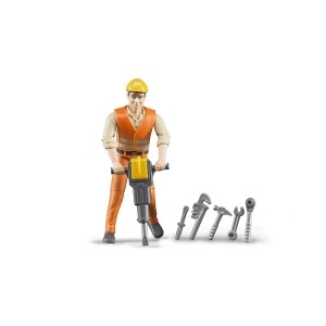 Bruder - Figurina Muncitor Constructii Cu Accesorii - Img 2