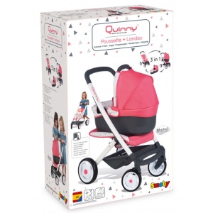 Carucior pentru papusi Smoby Quinny Combi 3 in 1 roz - Img 6