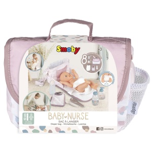 Gentuta de infasat pentru papusa Smoby Baby Nurse Changing Bag crem cu accesorii - Img 6