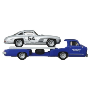 Hot Wheels Transportator Mercedes-Benz 55 Blaues Wunder Cu Masinuta Mercedes-Benz 300 Sl Scara 1:64 - Img 3