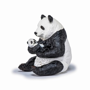 Papo Figurina Urs Panda Sezand Cu Pui In Brate - Img 5