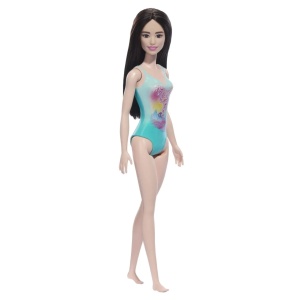 Papusa Barbie Bruneta Cu Costum De Baie Albastru - Img 2