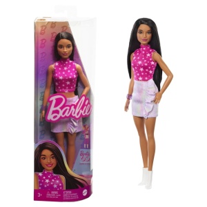Papusa Barbie Fashionista Bruneta Cu Top Cu Stelute - Img 5