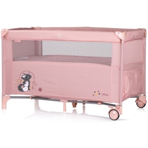 Patut pliabil Chipolino Relax pink marshmallow cu laterala culisanta - Img 3