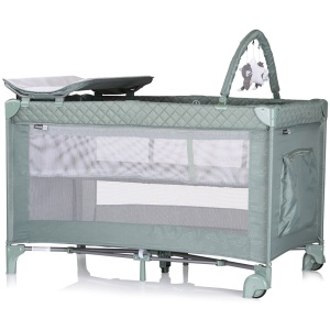 Patut pliabil cu saltea de infasat Chipolino Luna basil - Img 2