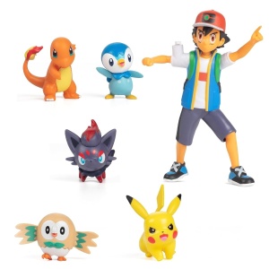 Pokemon - Set de joaca cu 6 figurine, Ash & Pikachu & Charmander #1 & Rowlet & Piplup & Zorua - Img 2