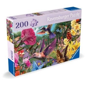 Ravensburger - Puzzle pentru varstnici pasari Colibri si fluturi cu sablon de imagine si suport din carton 200 piese mari XL - Img 2