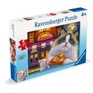 Ravensburger - Puzzle pisica mancand pizza 35 piese - Img 2