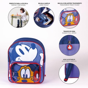 Rucsac Mickey Mouse cu buzunar transparent, 25x30x12 cm - Img 4