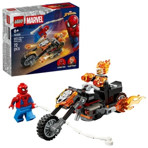 Set LEGO Marvel Super Heroes - Omul Păianjen vs Călăreţul fantomă pe motocicletă (76335)